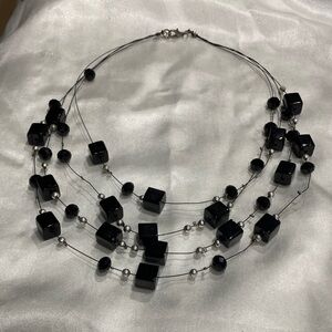Elegant Black Beaded Necklace